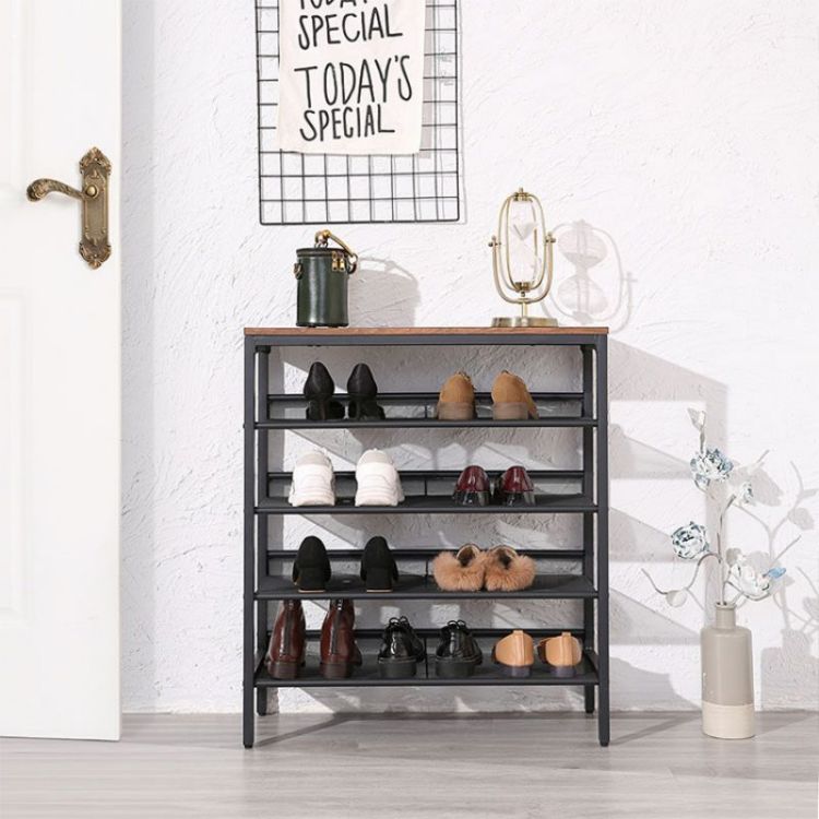 HOOBRO Schuhregal, 5-lagiges Schuhschrank, Verstellbares Schuhablage, Flach und Neigbar, Langlebig und Stabil, Metall, Eingang, Korridor, Industrie