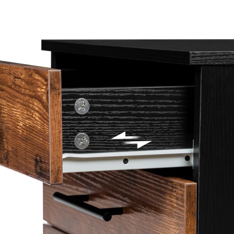 HOOBRO Rollcontainer, Rollen Aktenschrank mit 3 Schubladen, mobiler Büroschrank mit hängenden Aktenfächern, Büro