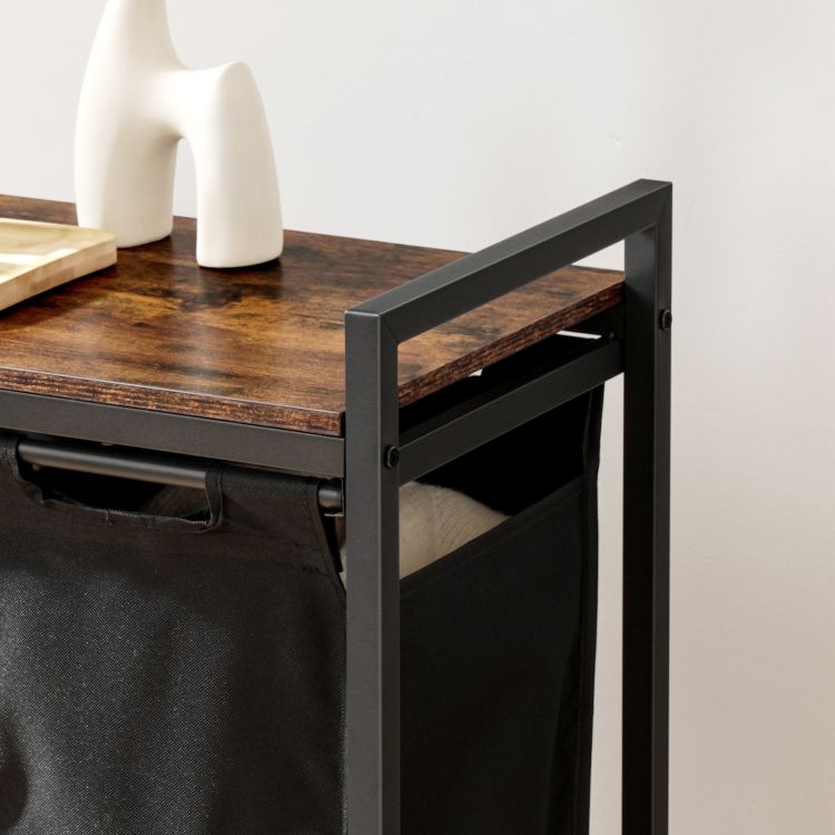 HOOBRO Wäschekorb, Wäschesammler mit Ablage, Wäschebox, Wäschewagen mit Rollen, 4 x 39,8 L, Wäschesack aus Oxford-Gewebe, Abnehmbar