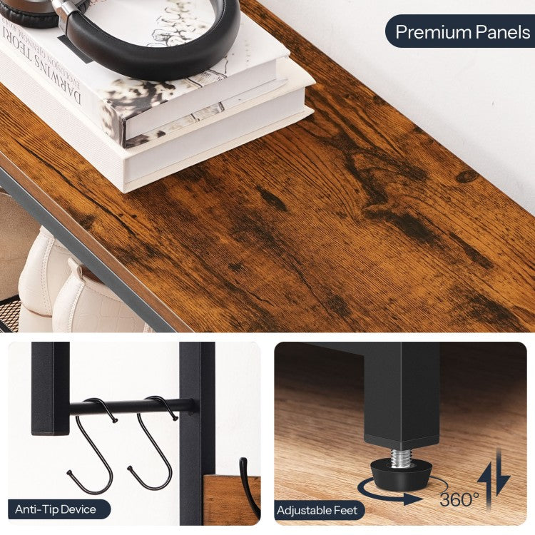 HOOBRO Garderobenständer, Schuhregal mit Garderobe, Garderobe mit Sitzbank, Eingangsmöbel mit Haken und Schubladen aus Vliesstoff, für Wohnzimmer, Flur