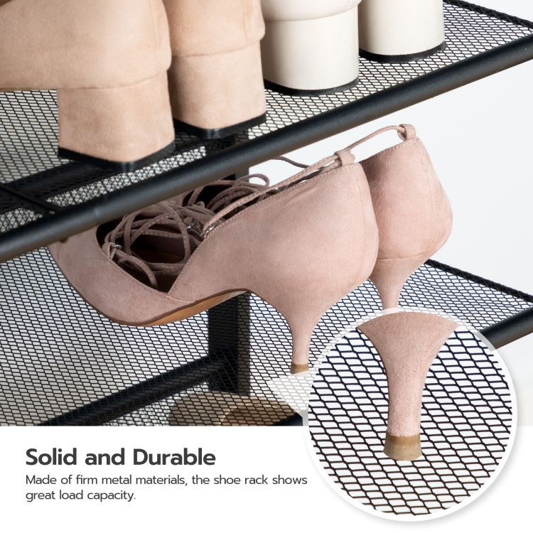 HOOBRO Schuhregal, 5-stöckiges Schuhablage, Schuhschrank, verstellbares Metallgitterregal, Geräumige Oberseite, für 16-20 Paar, Eingang, Korridor, Industrie, vintage