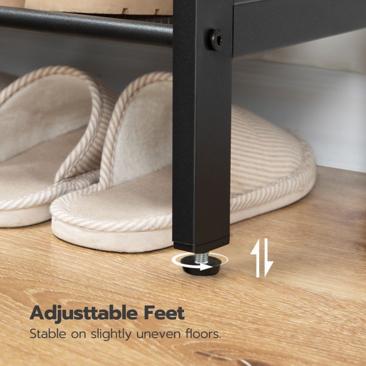 HOOBRO Schuhregal, 5-stöckiges Schuhablage, Schuhschrank, verstellbares Metallgitterregal, Geräumige Oberseite, für 16-20 Paar, Eingang, Korridor, Industrie, vintage