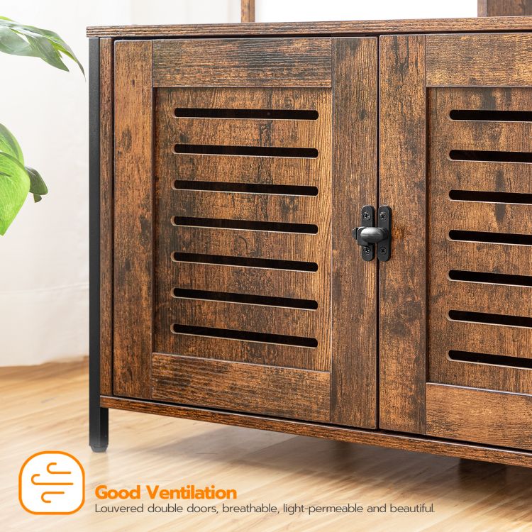 HOOBRO kratzbaum mit katzenklo Schrank, katzenbaumTurm, All-in-One-Katzenmöbel für drinnen, versteckte Katzentoilettenmöbel, 132 cm, Abnehmbare Plüschball-Stangen