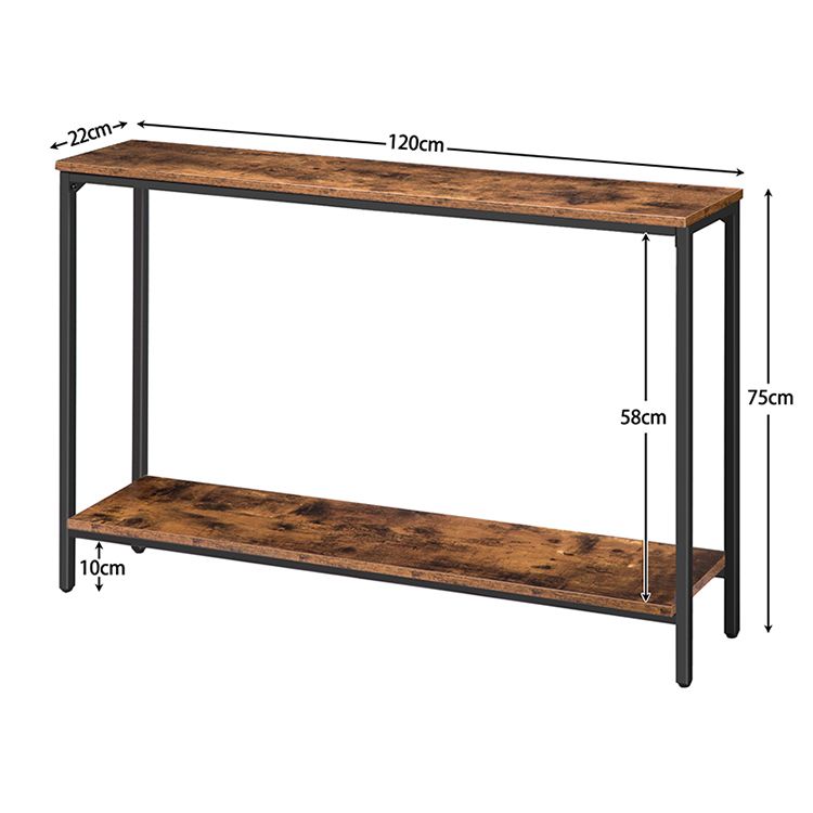 HOOBRO Konsolentisch, Beistelltisch mit Ablage, 120 x 22 x 75 cm, Sofatisch, Flurtisch, Einfacher Aufbau, Flur, Eingang, Wohnzimmer, Industrie-Design