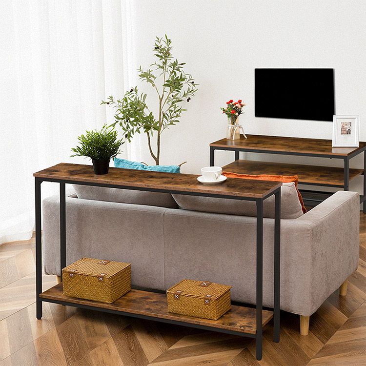 HOOBRO Konsolentisch, Beistelltisch mit Ablage, 120 x 22 x 75 cm, Sofatisch, Flurtisch, Einfacher Aufbau, Flur, Eingang, Wohnzimmer, Industrie-Design