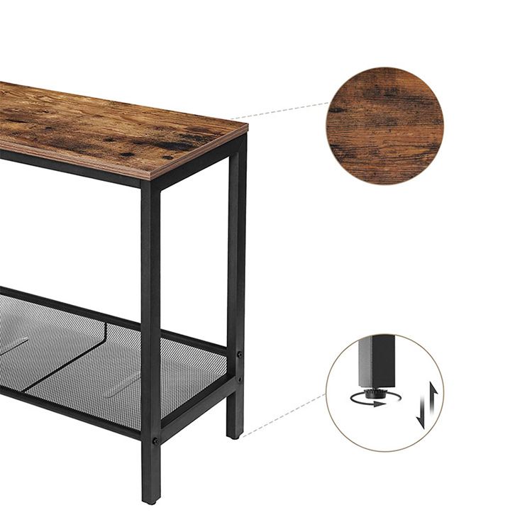HOOBRO Beistelltisch, Nachttisch 2er Set, Sofatisch mit Verstellbarer Gitterablage, schhmaler Couchtisch, Nachtschrank für kleine Räume, Industrie-Design, stabil, leicht zu montieren