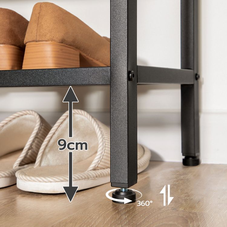 HOOBRO Garderobenständer, Garderobe, Kleiderständer mit 6 staschen und 9 Haken, Schuhregal mit Sitzfläche, Sitzbank, Viel Stauraum, für Flur, Wohnzimmer