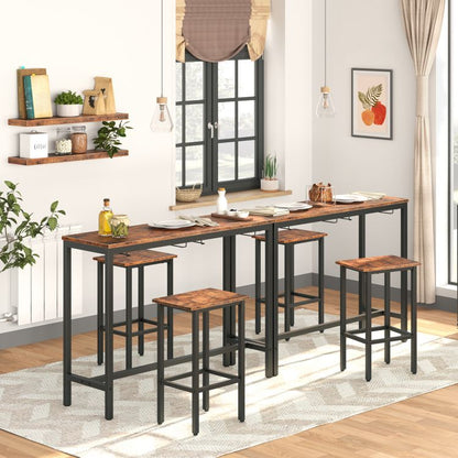 HOOBRO Bartisch mit Barhocker Set, 100 cm rechteckiger Stehtisch, kann Barstühle aufgehängt Werden, platzsparend, 3-teiliges Esstisch-Set, stabiles Metallgestell, für Wohnzimmer, Küche