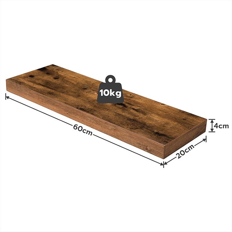 OOBRO Wandregal, Schweberegal 2er-Set, stabile Wandboards, 60 x 20 x 3,8 cm Hängeregale, mit unsichtbaren Halterungen, für Bad, Schlafzimmer, Küche, Büro, Wohnzimmer