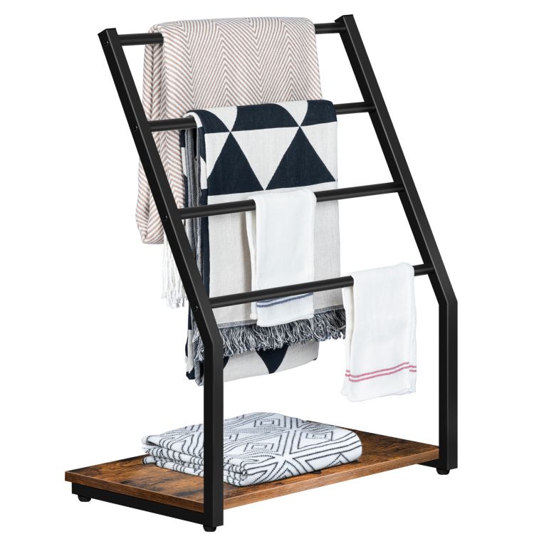HOOBRO Freistehender Handtuchhalter, Handtuchständer, 60 x 36 x 80 cm, Handtuchleiter mit 4 stangen, für Badetücher, Decken, Platzsparend