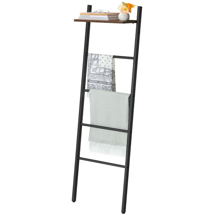HOOBRO Deckenleiter, 5-Etagen-Wandhandtuchhalter, Leiterregal, Deckenständer mit Regal, Dekorative Leiter für Badezimmer