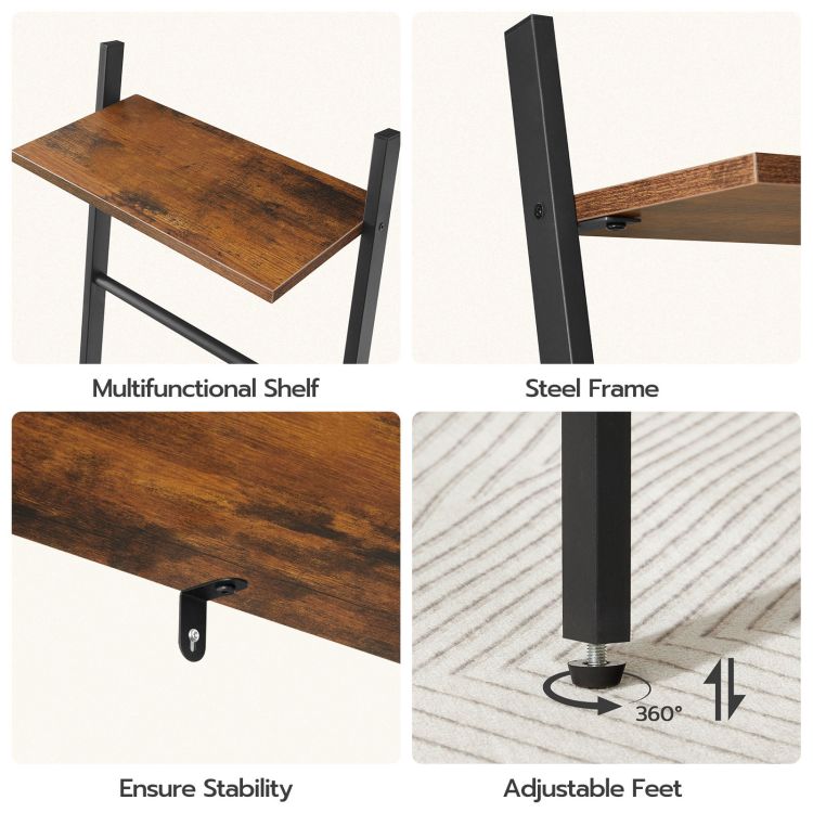 HOOBRO Deckenleiter, 5-Etagen-Wandhandtuchhalter, Leiterregal, Deckenständer mit Regal, Dekorative Leiter für Badezimmer