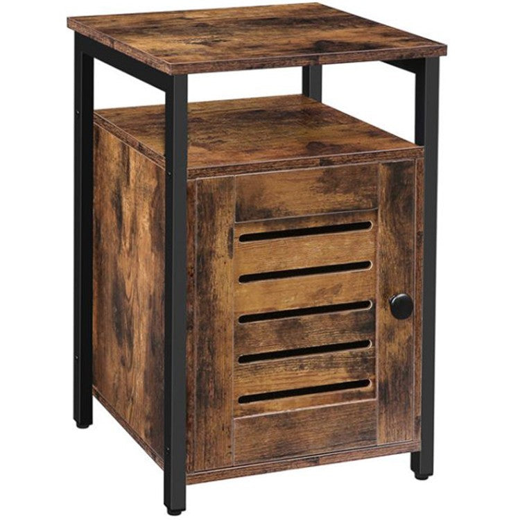 HOOBRO Nachttisch, Beistelltisch mit Ablagen, Nachtschrank mit umschaltbarer Tür, 40 x 40 x 61,5 cm, Nachtkommode Industriestil, Einfach Montierbar, Schlafzimmer, Wohnzimmer