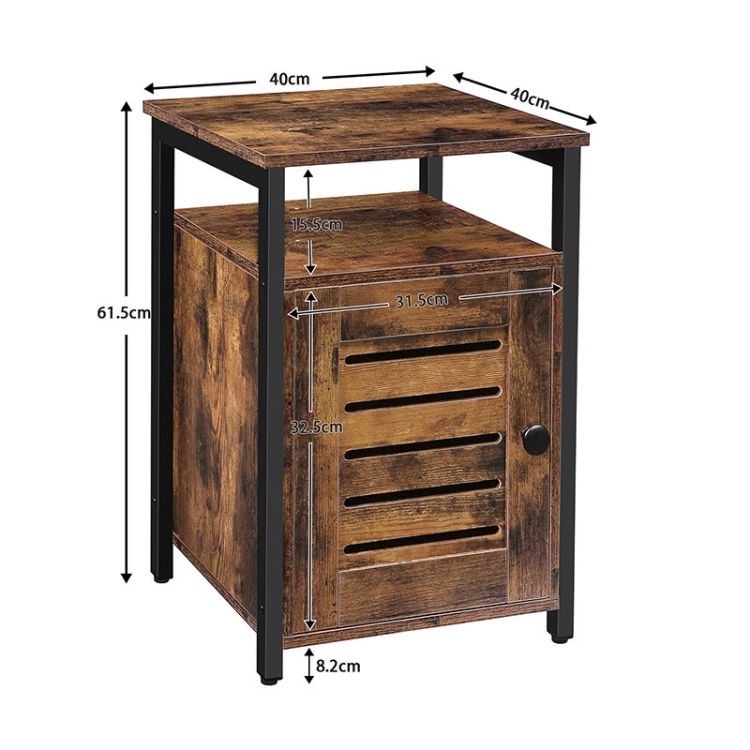 HOOBRO Nachttisch, Beistelltisch mit Ablagen, Nachtschrank mit umschaltbarer Tür, 40 x 40 x 61,5 cm, Nachtkommode Industriestil, Einfach Montierbar, Schlafzimmer, Wohnzimmer