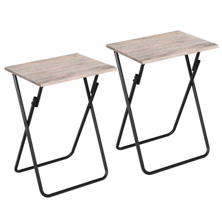 HOOBRO Beistelltisch Klappbar, TV Tray 2er Set, Tabletttisch, Klapptisch Klein, Sofatisch, Snacktisch für Kleinen Raum, Wohnzimmer, Schlafzimmer