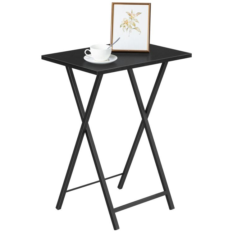 HOOBRO Beistelltisch Klappbar, Kleiner tabletttisch, TV Tray 2er Set, klapptisch Snack Tisch Industriestil, Sofatisch für kleinen Raum, einfach montierbar