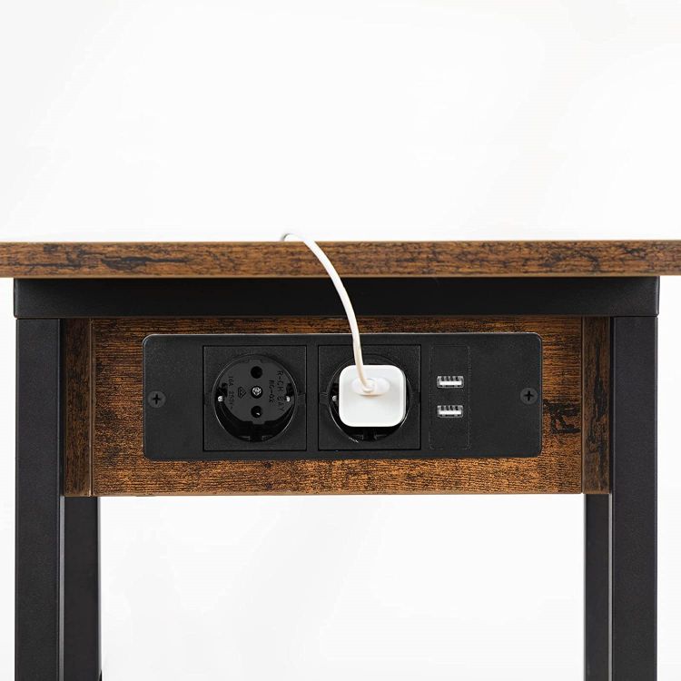 HOOBRO Beistelltisch mit Ladestation, Flip C-Form Sofatisch, Couchtisch mit Rädern und Ablagefläche, Nachttisch für Wohnzimmer, Schlafzimmer