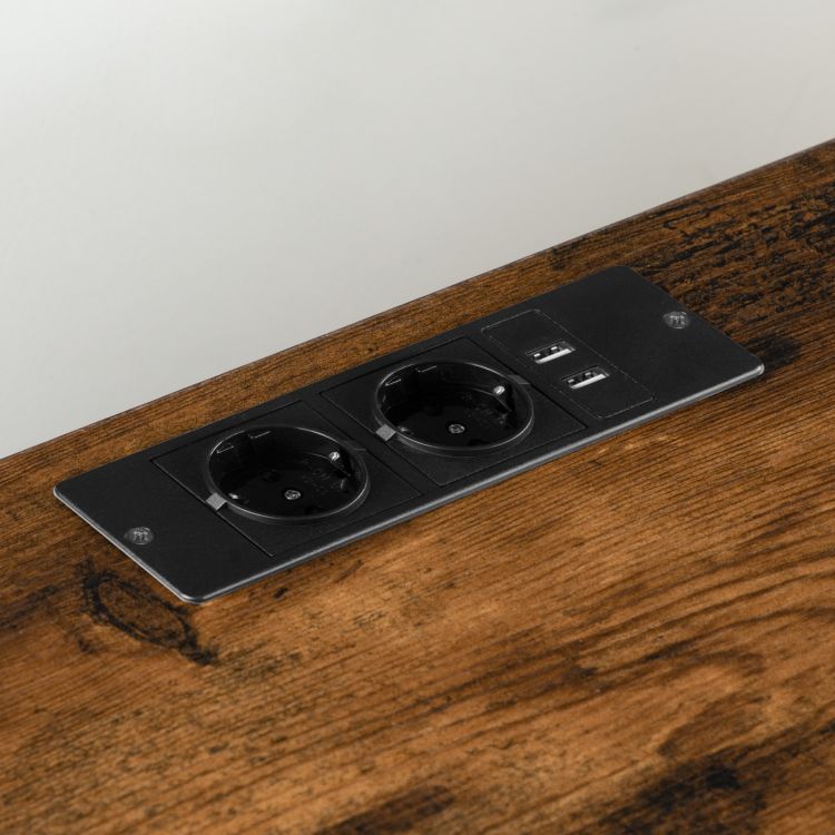 HOOBRO Nachttisch, Couchtisch mit Steckdosen und USB-Anschlüsse, Beistelltisch mit Schubladen und Ablagefläche für kleine Räume, Wohnzimmer, Schlafzimmer, einfach zu montieren