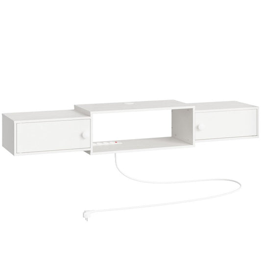 HOOBRO TV-Schrank hängend mit Steckdosen, 140 cm, TV-Lowboard, stehend oder hängend, Sideboard Fernsehschrank für das Wohnzimmer, Schlafzimmer