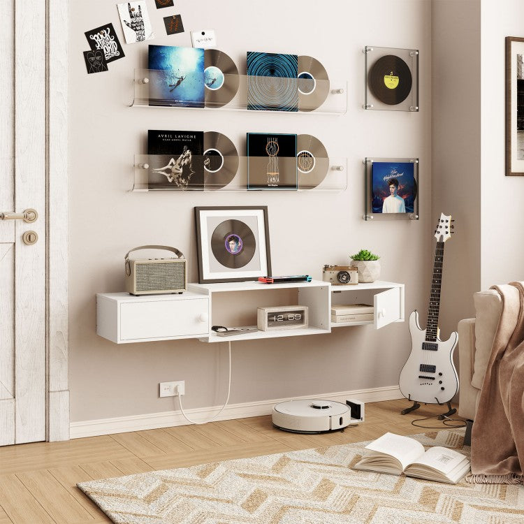 HOOBRO TV-Schrank hängend mit Steckdosen, 140 cm, TV-Lowboard, stehend oder hängend, Sideboard Fernsehschrank für das Wohnzimmer, Schlafzimmer