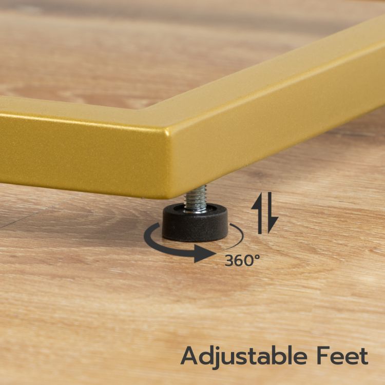 HOOBRO C-Form Beistelltisch, Goldglas Sofatisch mit Metallrahmen Couchtisch Nachttisch, Mobiler Kaffeetisch für Kleine Räume, Glastisch Wohnzimmer
