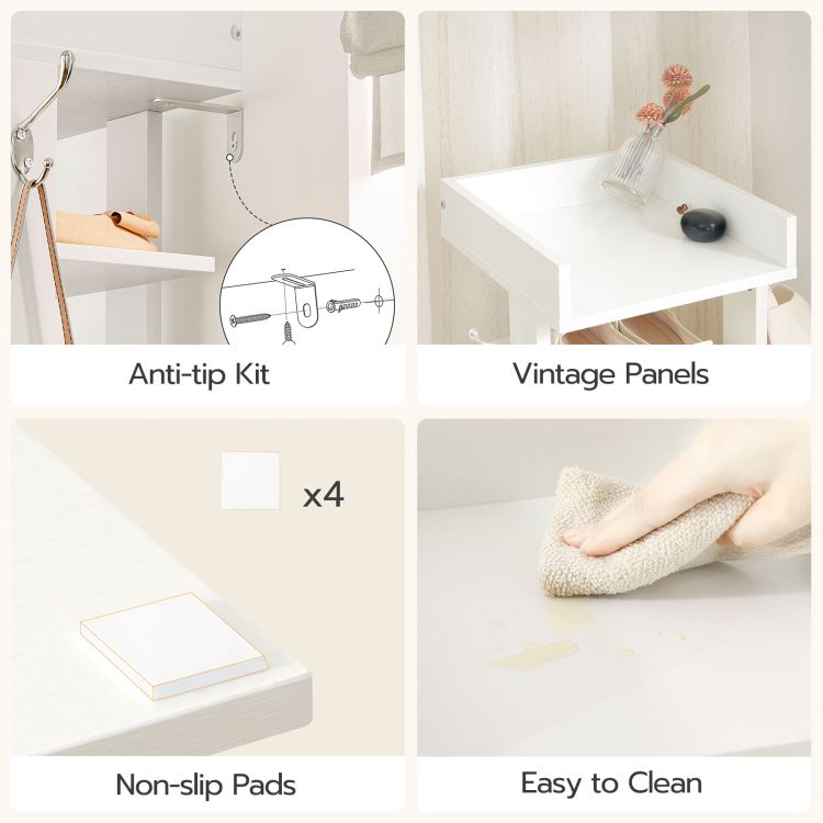 HOOBRO Schuhregal, vertikales Schuhablage, 9-lagiges Schuhschrank, schmale Schuhständer mit Zaun und Haken, platzsparend, für Flur, Wohnzimmer, Schlafzimmer