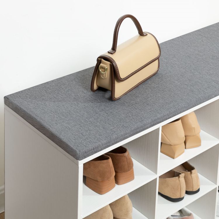 HOOBRO Garderobe Schuhregal Set, Schuhbank mit 9 F Cher, Schuhregal mit gepolsterter Sitzbank, Wandgarderobe mit 9 Haken, Schuhschrank f r Flur, Eingangsbereich