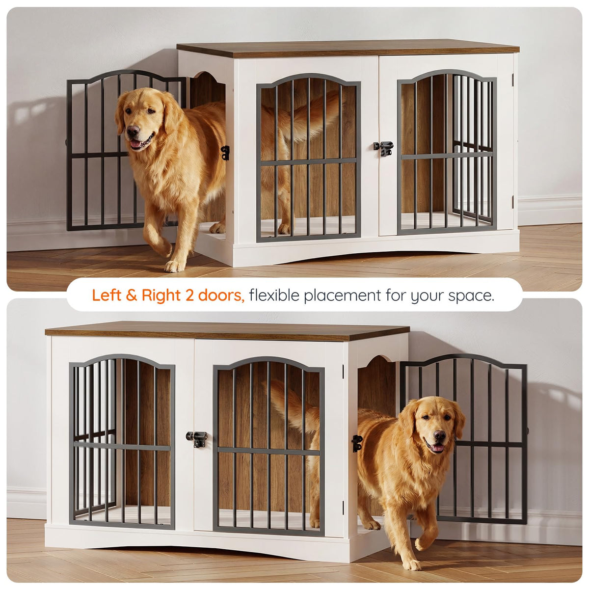 3 door dog crate with front and side access