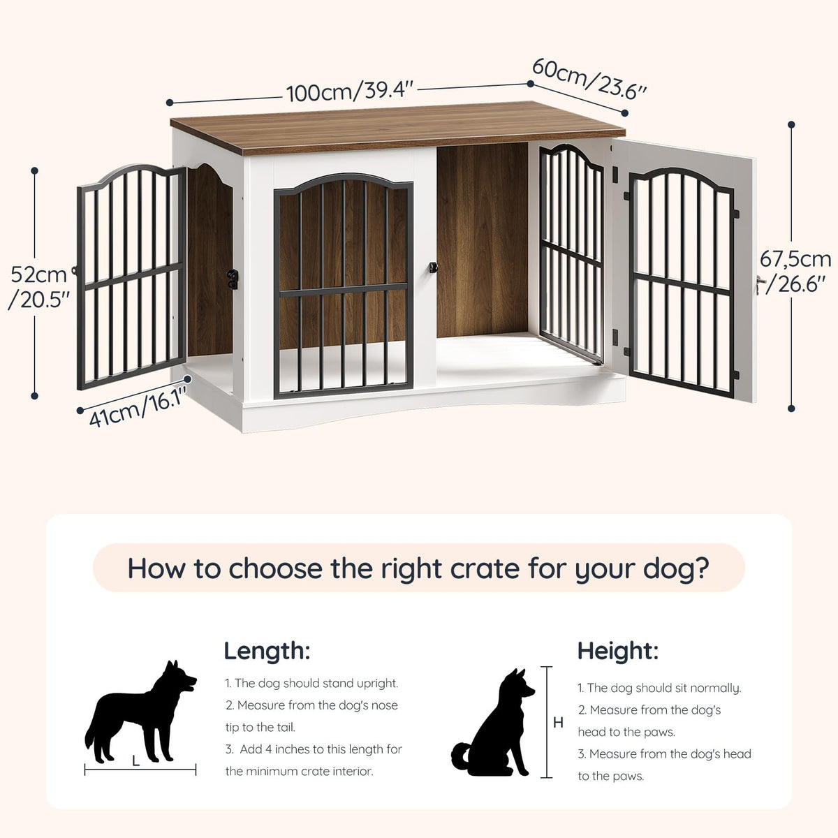 39.4-inch dog crate furniture dimensions