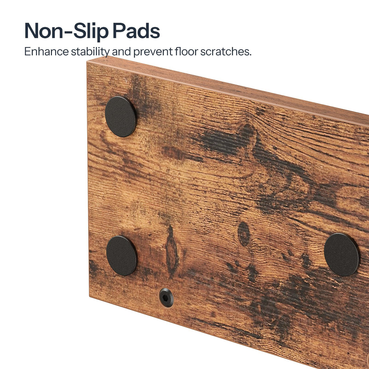 Wooden surface with non-slip pads on a white background