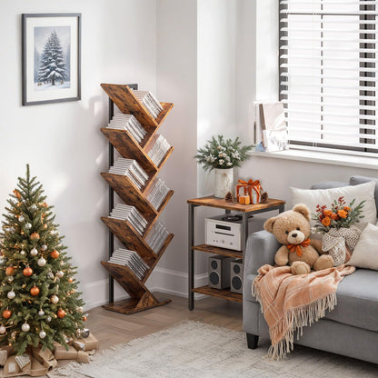 HOOBRO 9-Tier Floor-Standing Wooden Tree Bookshelf