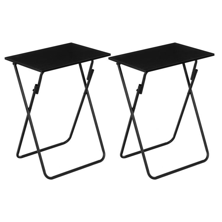 HOOBRO Beistelltisch Klappbar, TV Tray 2er Set, Tabletttisch, Klapptisch Klein, Sofatisch, Snacktisch für Kleinen Raum, Wohnzimmer, Schlafzimmer