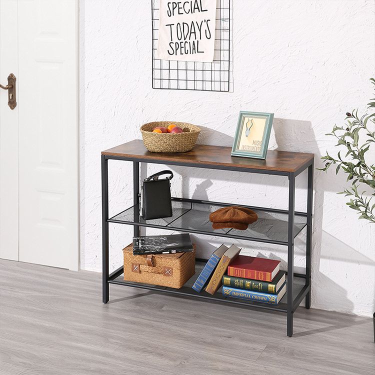 HOOBRO Konsolentisch, Sofatisch mit 2 flachen oder schräg verstellbaren Netzregalen, Flurtisch und Sideboard im Eingangsbereich, Wohnzimmerkorridor, einfache Montage, industriell