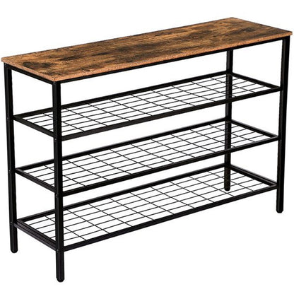 HOOBRO 4 Ebenen Schuhregal, Schuhablage schmal, 100 x 30 x 68 cm, Schuh-Organizer mit sitzfläche, Eingang, Wohnzimmer, Flur, Schlafzimmer, Industrielle