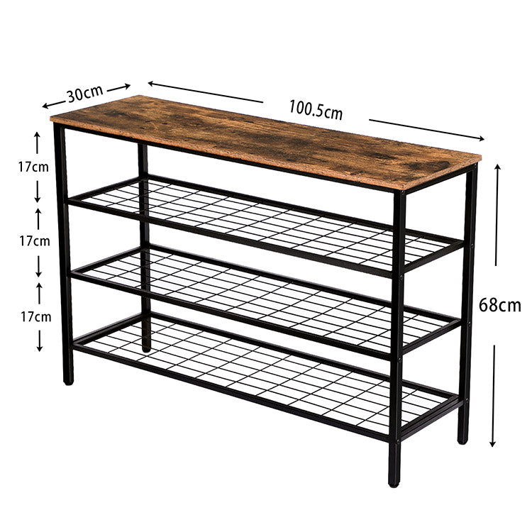 HOOBRO 4 Ebenen Schuhregal, Schuhablage schmal, 100 x 30 x 68 cm, Schuh-Organizer mit sitzfläche, Eingang, Wohnzimmer, Flur, Schlafzimmer, Industrielle