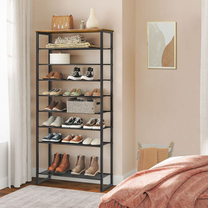 HOOBRO Schuhregal mit 10 Ebenen, Schuhschrank hoch, Schuhablage schmal, Schuhaufbewahrung, Metall, für 32-40 Paar Schuhe, Platz Sparen, für Flur, Wohnzimmer