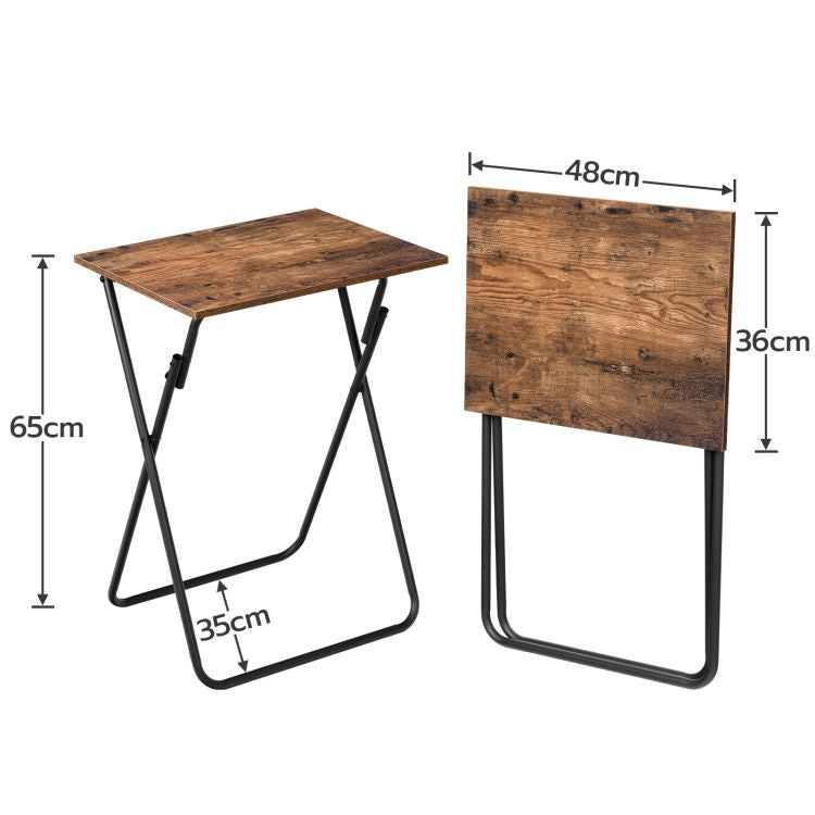 HOOBRO Beistelltisch Klappbar, TV Tray 2er Set, Tabletttisch, Klapptisch Klein, Sofatisch, Snacktisch für Kleinen Raum, Wohnzimmer, Schlafzimmer