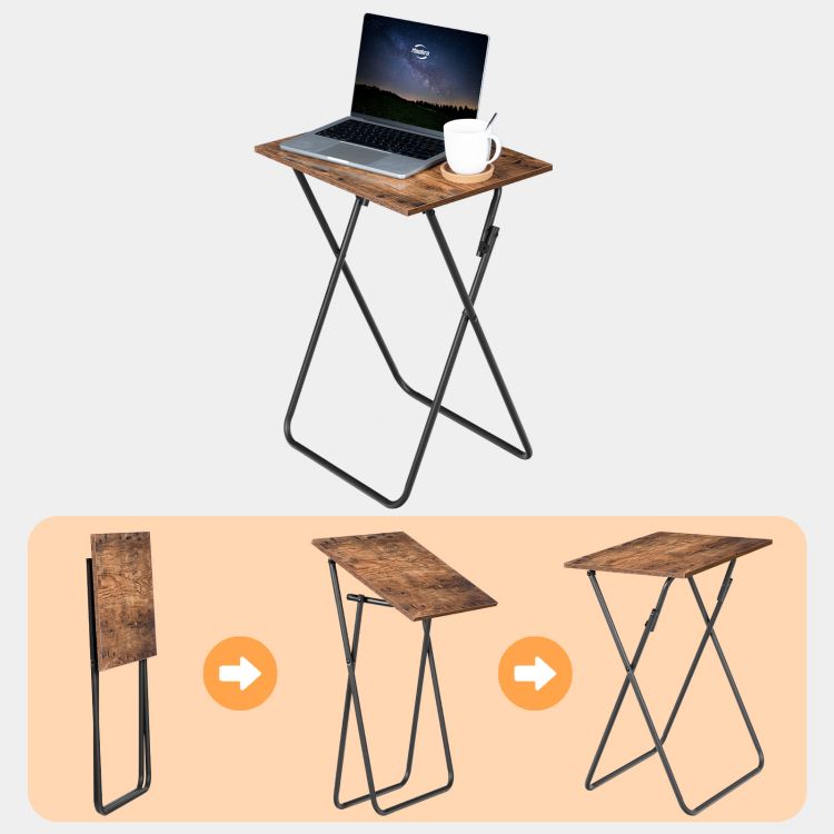 HOOBRO Beistelltisch Klappbar, TV Tray 2er Set, Tabletttisch, Klapptisch Klein, Sofatisch, Snacktisch für Kleinen Raum, Wohnzimmer, Schlafzimmer