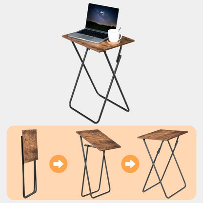 HOOBRO Beistelltisch Klappbar, TV Tray 2er Set, Tabletttisch, Klapptisch Klein, Sofatisch, Snacktisch für Kleinen Raum, Wohnzimmer, Schlafzimmer