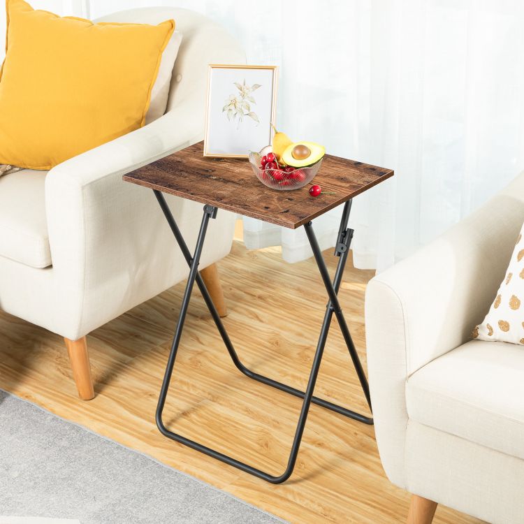 HOOBRO Beistelltisch Klappbar, TV Tray 2er Set, Tabletttisch, Klapptisch Klein, Sofatisch, Snacktisch für Kleinen Raum, Wohnzimmer, Schlafzimmer