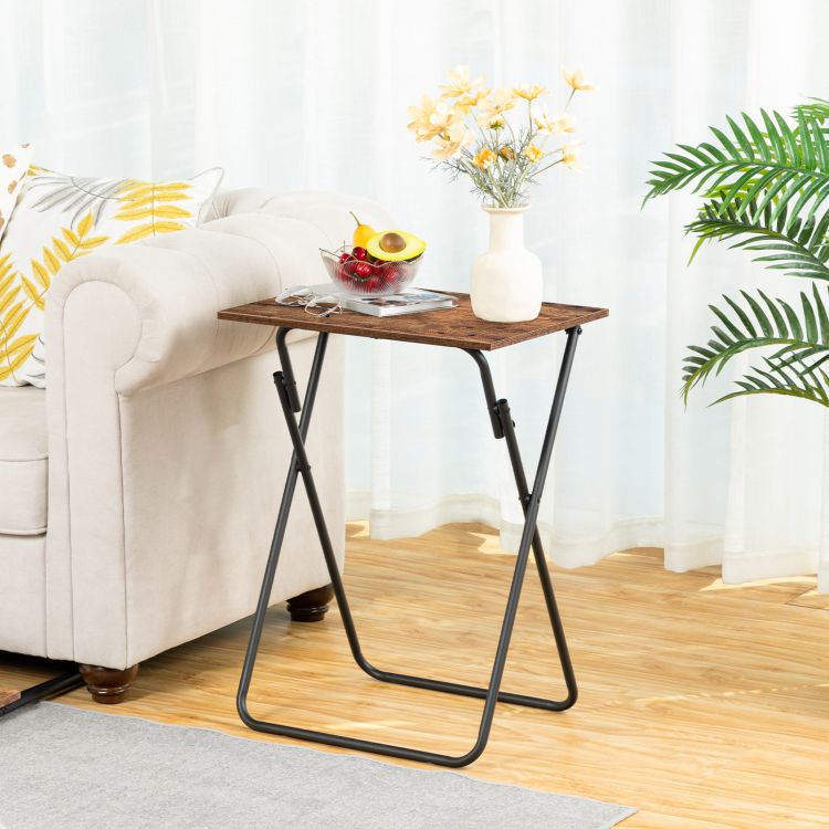 HOOBRO Beistelltisch Klappbar, TV Tray 2er Set, Tabletttisch, Klapptisch Klein, Sofatisch, Snacktisch für Kleinen Raum, Wohnzimmer, Schlafzimmer