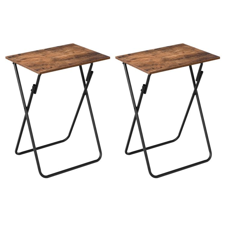 HOOBRO Beistelltisch Klappbar, TV Tray 2er Set, Tabletttisch, Klapptisch Klein, Sofatisch, Snacktisch für Kleinen Raum, Wohnzimmer, Schlafzimmer