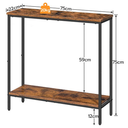 HOOBRO Schmal Konsolentisch mit Ablage, 75 x 22 x 75 cm Beistelltisch, Flurtisch, Kleiner Ausstellungstisch, Sofatisch für kleinen Raum, für Eingang, Flur