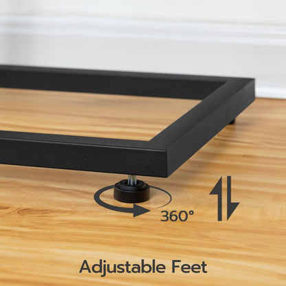 HOOBRO C-Form Beistelltisch, Klappbarer Sofatisch, Couchtisch, Kaffeetisch Snacktisch mit Lagerregal, Schmaler Nachttisch für Wohnzimmer, Schlafzimmer, Metallrahmen