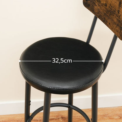 HOOBRO Barhocker 2er-Set mit Rückenlehne, Barstühle mit PU-Lederpolsterung, Küchenstühle mit Fußstütze, für Küche, Wohnzimmer, Bar, einfache Montage