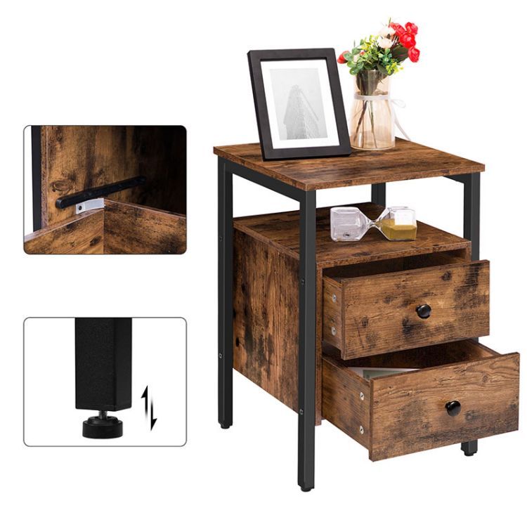 HOOBRO Beistelltische-Set 2, Nachttisch mit 2 Schubladen und Lagerregale, Beistelltisch, Nachttische für das Wohnzimmer, Schlafzimmer, Akzentmöbel, Einfache Montage