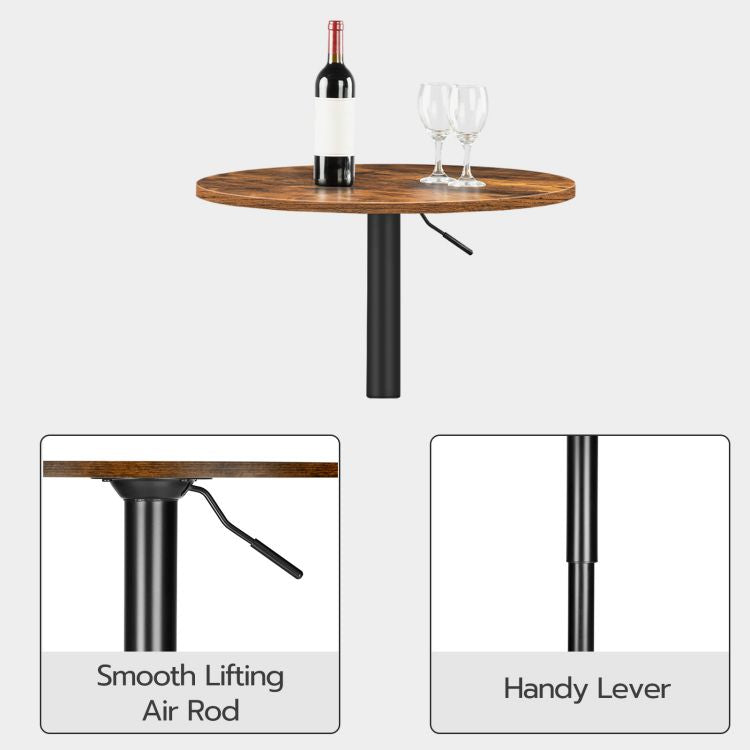 HOOBRO Stehtisch, Höhenverstellbarer runder Pub-Tisch 27-35.4 Zoll, Cocktailtisch mit Sockel, Moderner Stil, Geeignet für Wohnzimmer, Esszimmer, Bistro