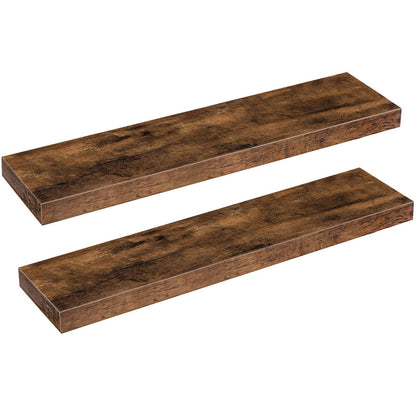 HOOBRO Wandregal, Schweberegal 2er-Set, stabile Wandboards, 80 x 20 x 3,8 cm Hängeregale, mit unsichtbaren Halterungen, für Bad, Schlafzimmer, Küche, Büro, Wohnzimmer, Vintagebraun