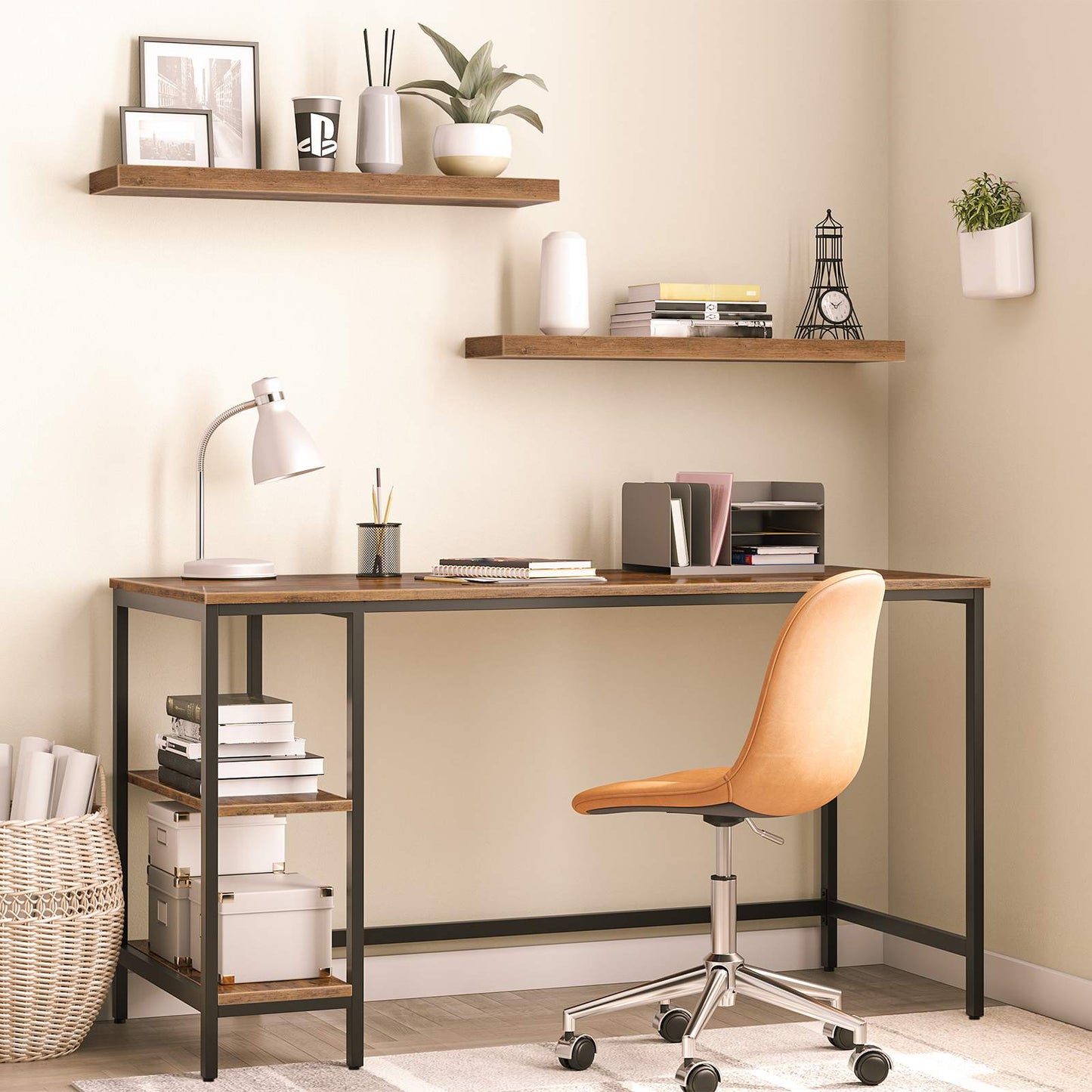 HOOBRO Wandregal, Schweberegal 2er-Set, stabile Wandboards, 80 x 20 x 3,8 cm Hängeregale, mit unsichtbaren Halterungen, für Bad, Schlafzimmer, Küche, Büro, Wohnzimmer, Vintagebraun