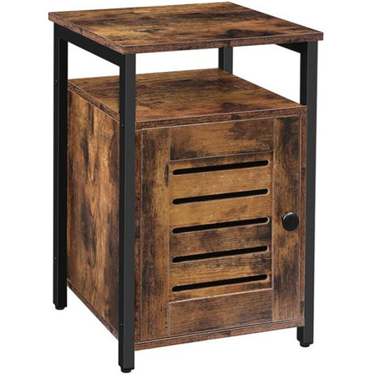 HOOBRO Nachttisch, Beistelltisch mit Ablagen, Nachtschrank mit umschaltbarer Tür, 40 x 40 x 61,5 cm, Nachtkommode Industriestil, Einfach Montierbar, Schlafzimmer, Wohnzimmer